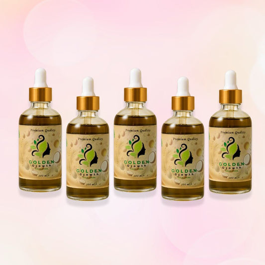Pack of 5 Bottles | Golden Growth™ Premium Hair Oil — 7 Essential Oils + Vitamin E